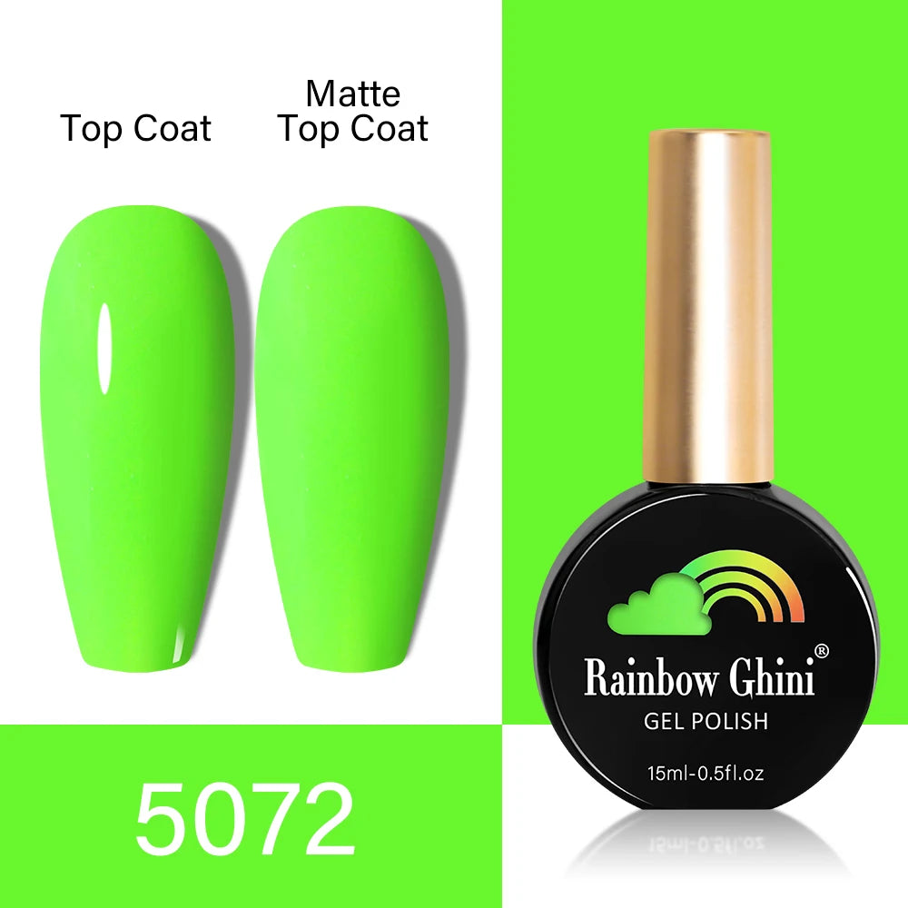 RG HEMA TPO FREE Neon Glitter Gel Nail Polish 15ml Nail Art Manicure Semi Permanent Gel Hybrid Varnishes Top Base Coat UV Nail