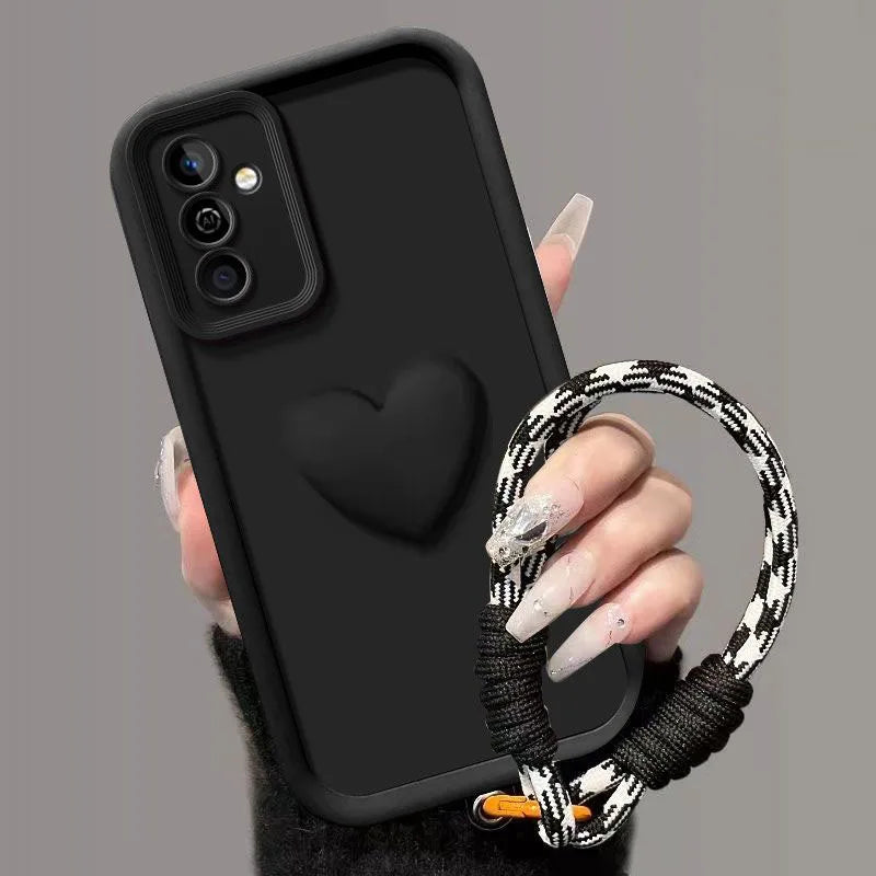 For Samsung Galaxy A56 Case Samsung Galaxy A36 Cover Samsung Galaxy A26 Phone Case 3D Love Heart Hand Strap Back Cover