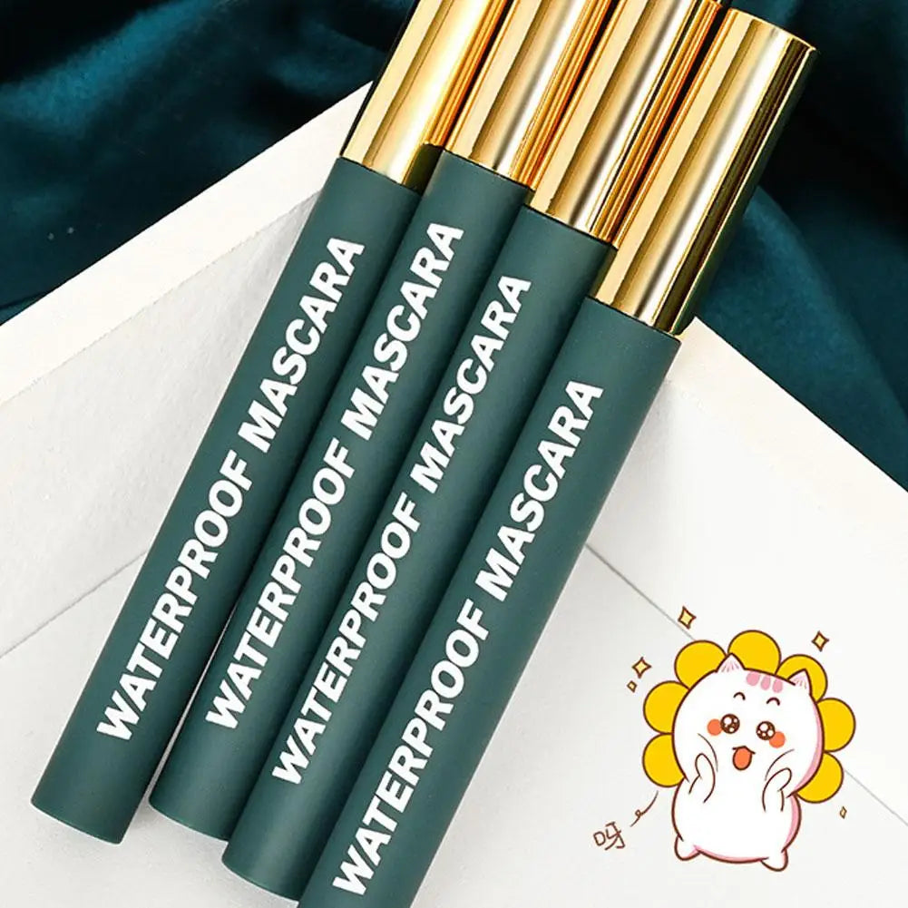 Black Waterproof Mascara - Lengthening Curling Sweatproof Smudge-Proof Eye Makeup Cosmetics Long-Lasting Volumizing for Women