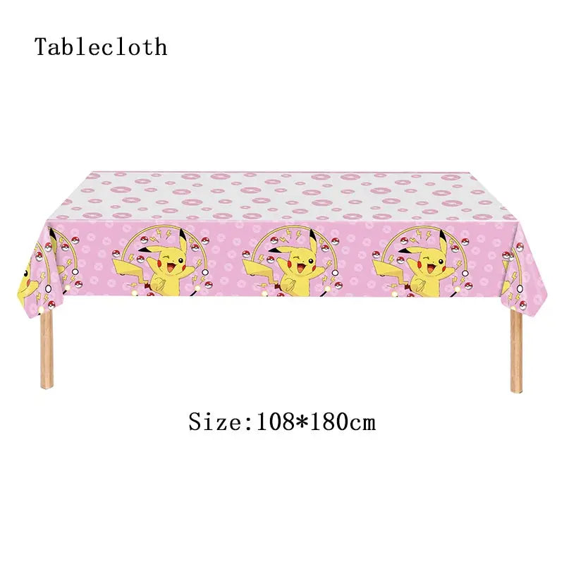 Pokemon Theme Birthday Party Decoration Supplies Cartoon Pokemon Go Tableware Cups Plates Pikachu Balloon For Baby Shower Favors