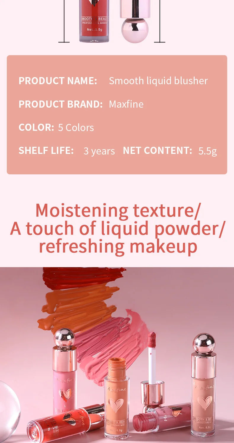 Highly Pigmented Matte Liquid Blush Long Lasting Non Fading Smooth Festival Stage Makeup Blush