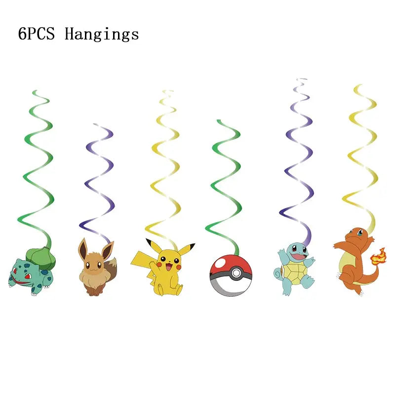 Pokemon Theme Birthday Party Decoration Supplies Cartoon Pokemon Go Tableware Cups Plates Pikachu Balloon For Baby Shower Favors