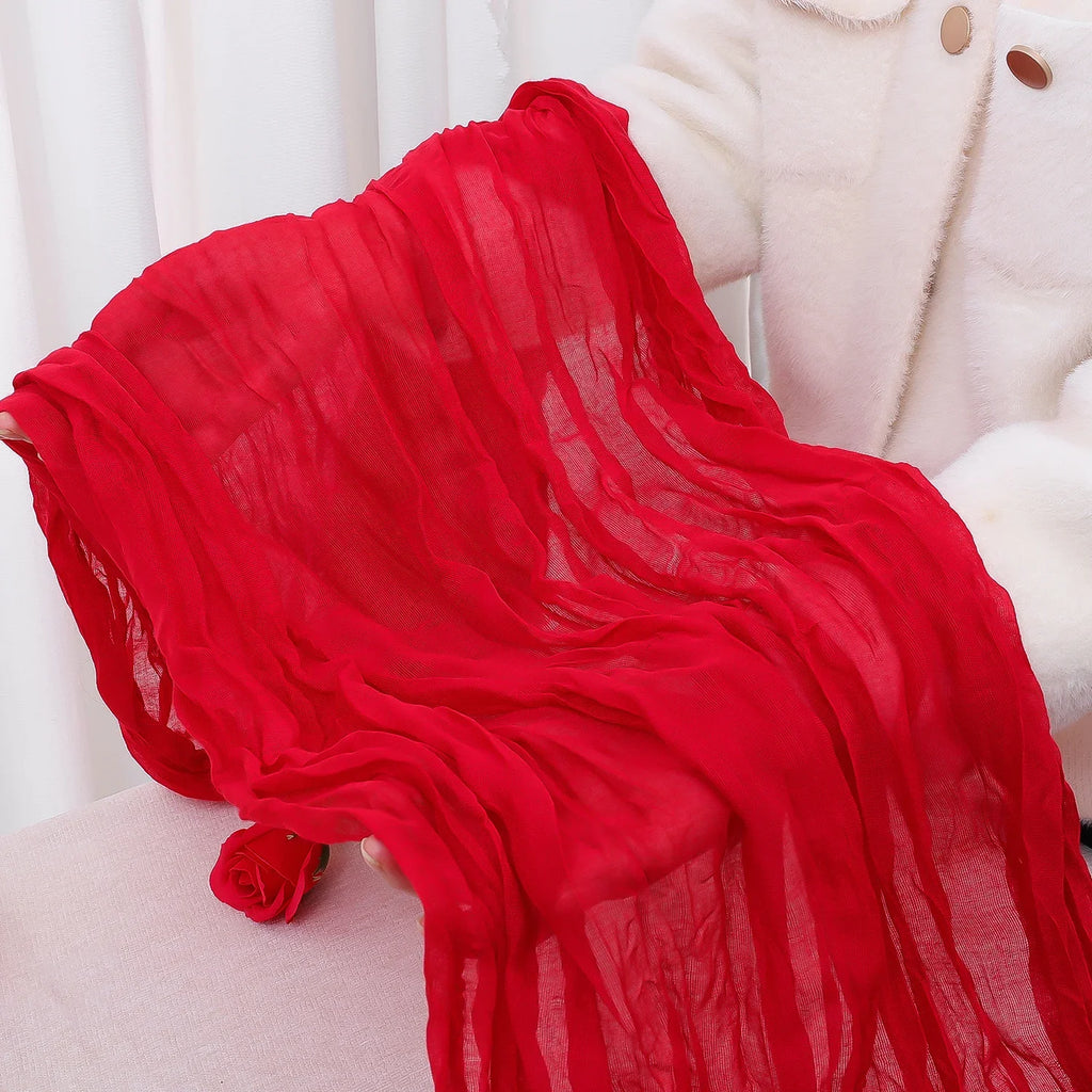 1.8/3/4M Christmas Red Table Runner Polyester Cheesecloth Valentine Long Decorations Wedding Party Banquets Bridal Baby Shower