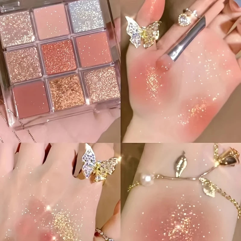 9-color Eyeshadow Palette Makeup Palette,Glitter Waterproof Easy Coloring Shimmer Pearly Matte Eyeshadow For Music Festival