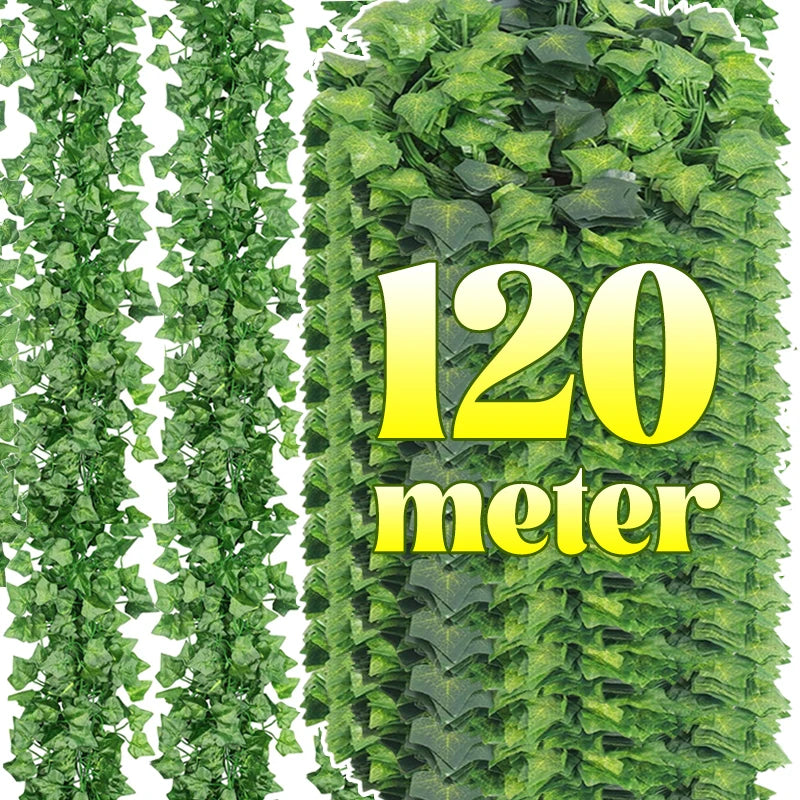 120/2m Artificial Ivy Leaf Rattan Creeper Leaves Vine Hanging Garland DIY Fake Flower Plant Garden Wedding Party Home Decoration