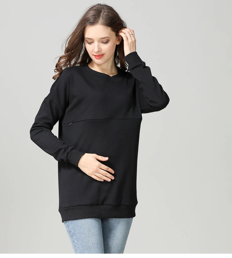 Big Size Autumn Winter Maternity Clothes Hoodies Cotton Long Sleeve Nursing Top Breastfeeding Clothes Sweater for Pregnant Women