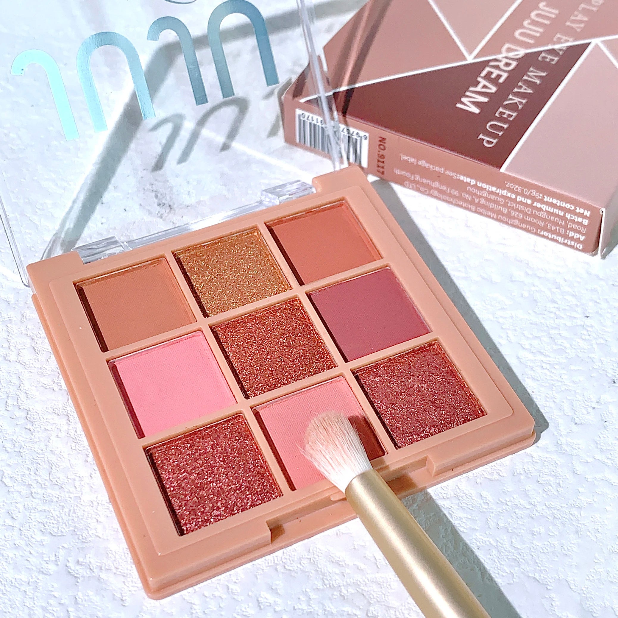 Nine-Color Eyeshadow Palette with Pearl, Fine Sparkle, Layerable Shimmer, Bright Glitter, and Vibrant Colors New