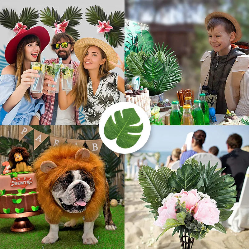 Hawaiian Artificial Tropical Palm Leaves Plant Summer Luau Aloha Jungle Theme Party Decoration Wedding Birthday Home Table Decor