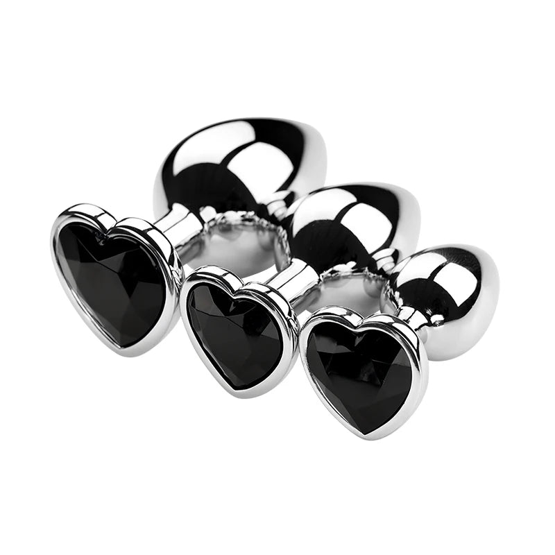 Anal Plug 3 Sizes Heart Metal Crystal Anal Plug for Women Removable Stainless Steel Butt Plug Men Stimulator Anal Sex Toys Dildo