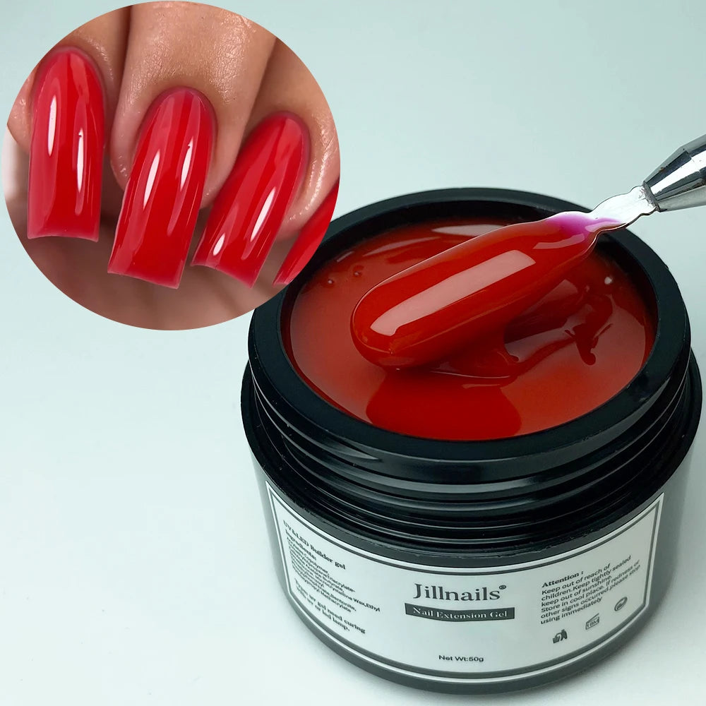 Jillnails Dusty Pink Nude Gel Nail Builder 50G Burgundy Shimmer Builder UV Gel for Nails Extension