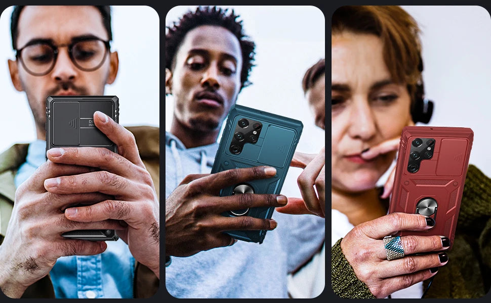 Case For Samsung S25 Ultra S24 S23 S22 Plus S24 FE A56 A55 A36 A35 A15 A16 5G Heavy Duty with Camera 360 Degree Kickstand Cover