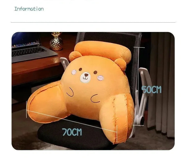 Cute Cartoon U-Shaped Cushion - Soft Cotton Neck Waist Protection Pillow Sofa Bed Office Chair Backrest for Reading Support