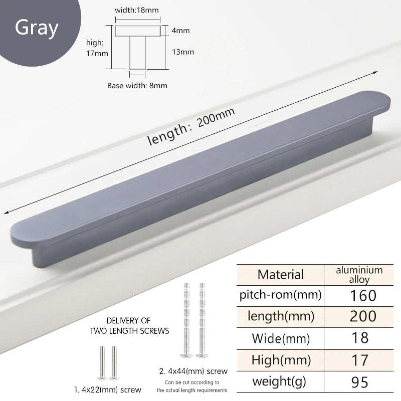 Modern style wardrobe cabinet bathroom cabinet black pulls drawer handles furniture cupboard aluminum alloy handle