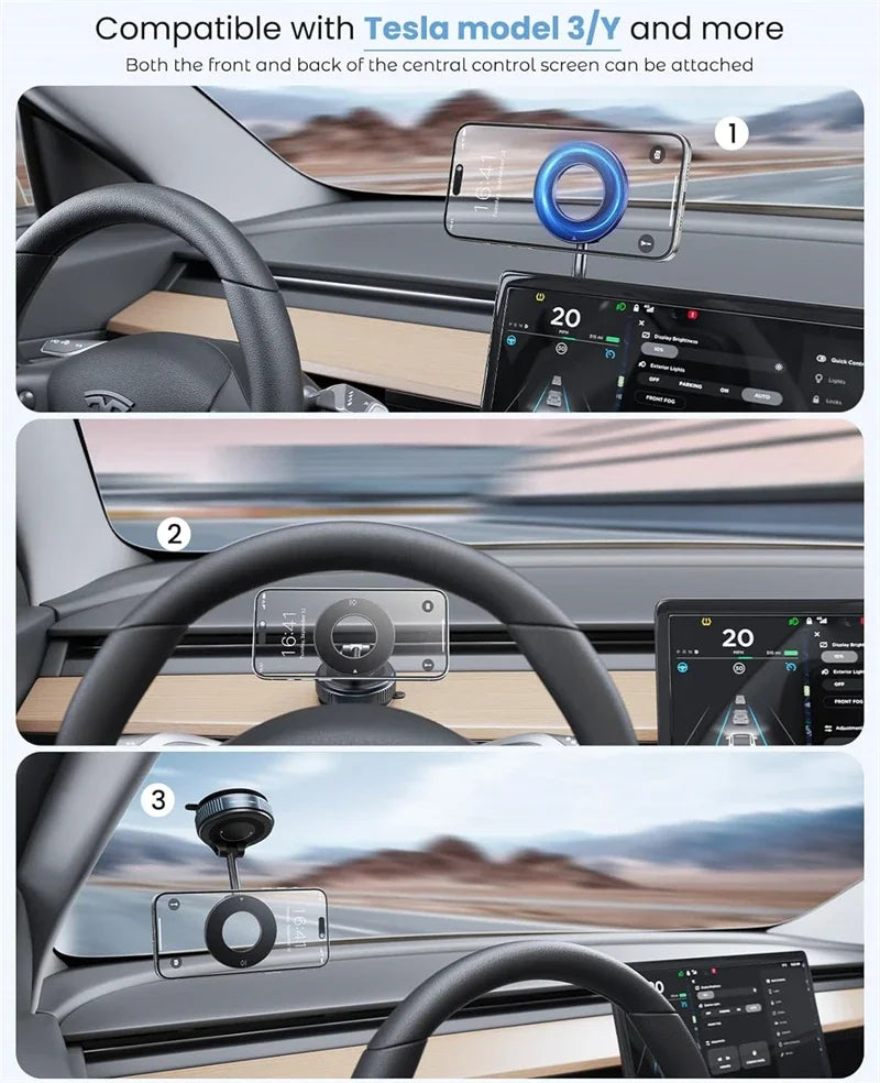 Vacuum Magnetic Suction Cup Phone Mount for Magsafe, 360° Adjustable Magnetic Phone Holder Foldable Portable Cell Phone Holders