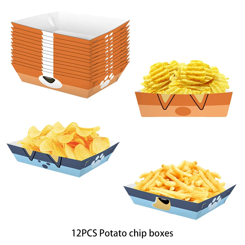 New Cartoon Dogs Birthday Party Decoration Full Set Kit Blue Dog Happy Birthday Plates Napkins Cups Tableware Supplies Kid Favor