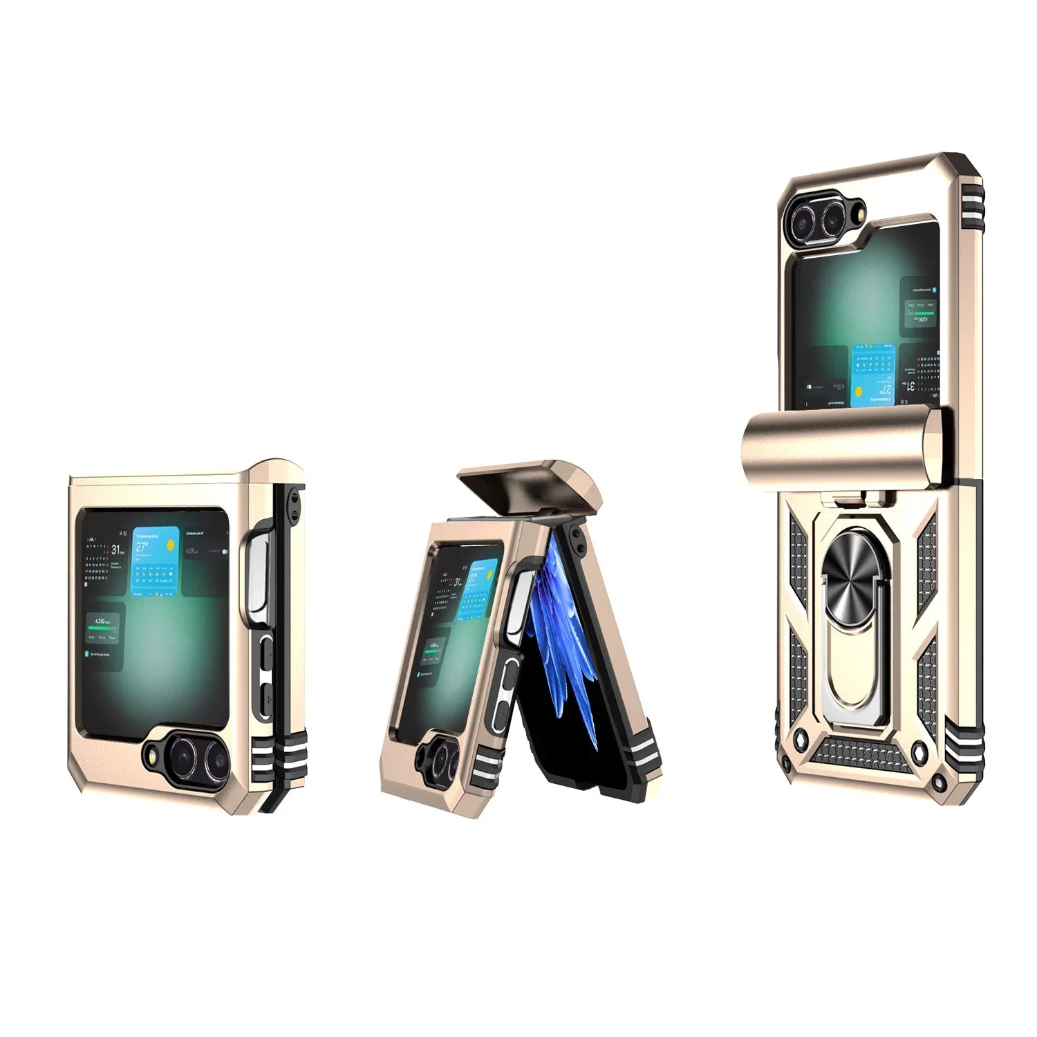 Case For Samsung Galaxy Z Flip 7 5G Z Flip 6 Military Grade Shockproof Heavy Duty Protective Armor Magnetic Kickstand Ring Cover