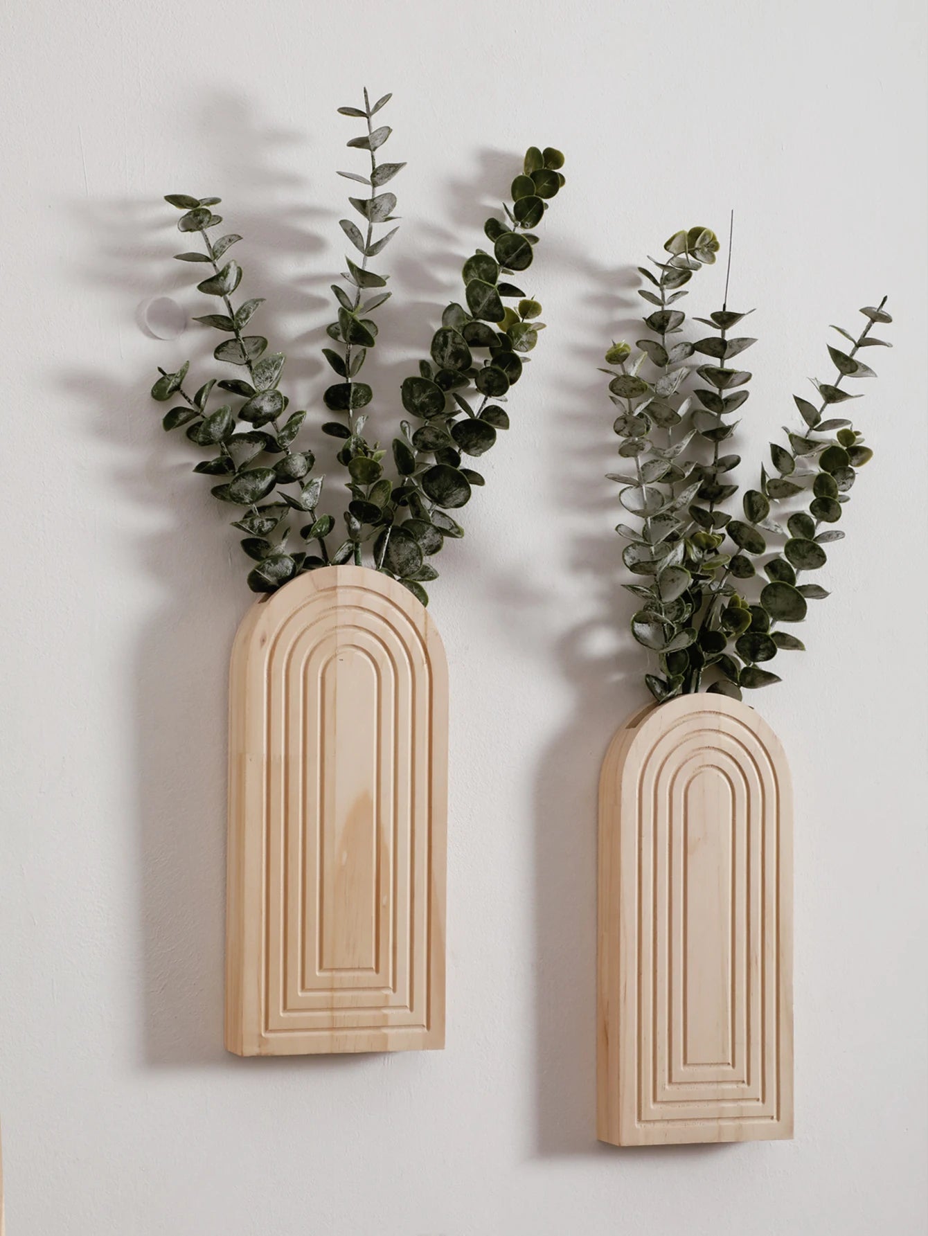 1pc Boho Wooden Wall Vase Wall Mounted Vase Arched Decorative Hanging Planter for Living Room, Bedroom & Home Wall Decoration