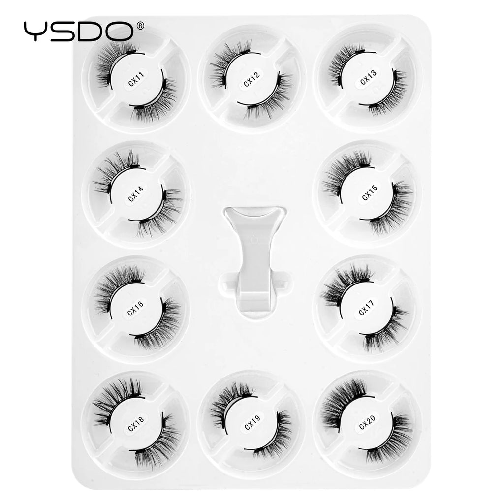 Magnetic Lashes Kit With Curler 10 pairs Reusable Fluffy Natural Magnetic Mink False Eyelashes Waterproof No Glue Needed Makeup