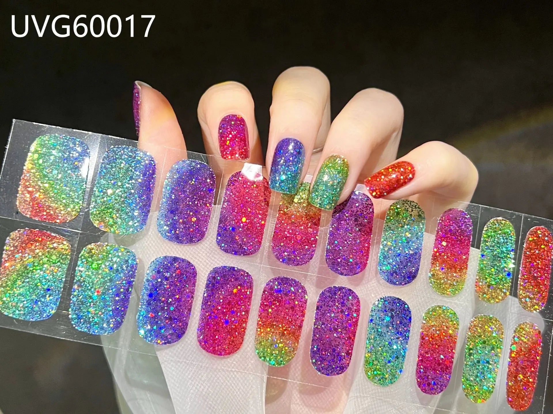 20/22tipsChristmas Semi Cured Nail Sticker UV Led Lamp Semi Cured Gel Design Nail Decals Waterproof Nail Stickers Nail Manicure