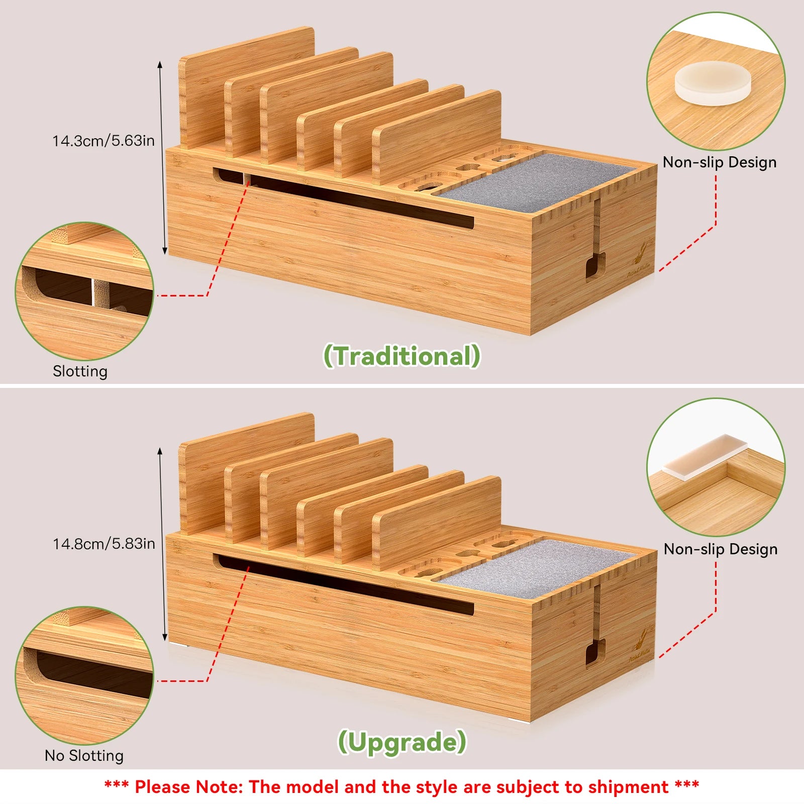 Bamboo Charging Station for Multiple Devices Charger Dock Holder Stand for Cell Phone and Tablet Electronic Devices Organizer