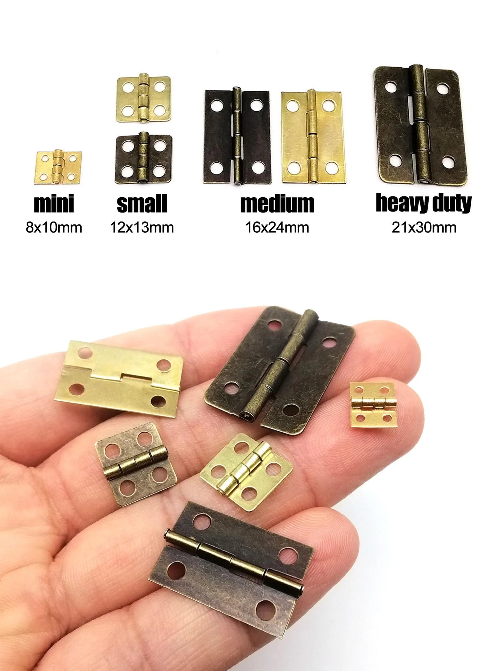 12Pcs Mini Small Heavy Duty Flat Jewelry Chest Gift Wooden Music Box Wine Case Dollhouse Cabinet Door Hinge with Screw