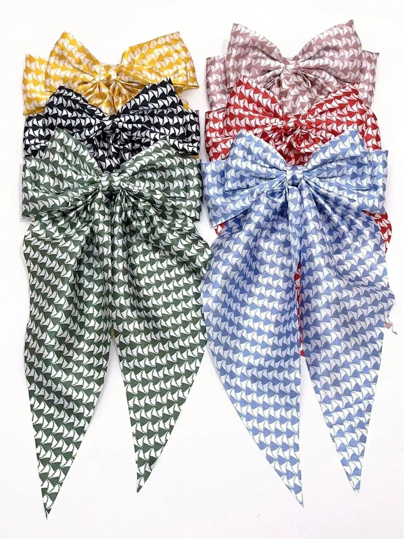 6 spring clip streamers bow hair clips for women