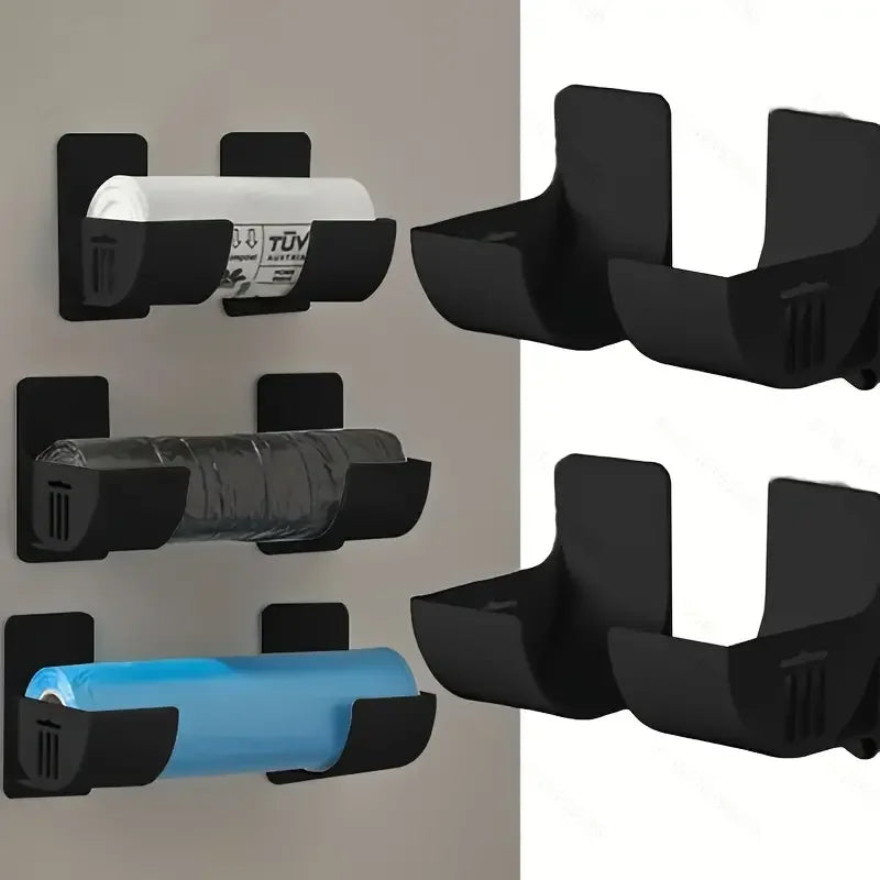 Cabinet Storage Rack 4-pack Punch-free Storage Shelf Kitchen Plastic Wrap Garbage Bag Refrigerator Side Storage Rack