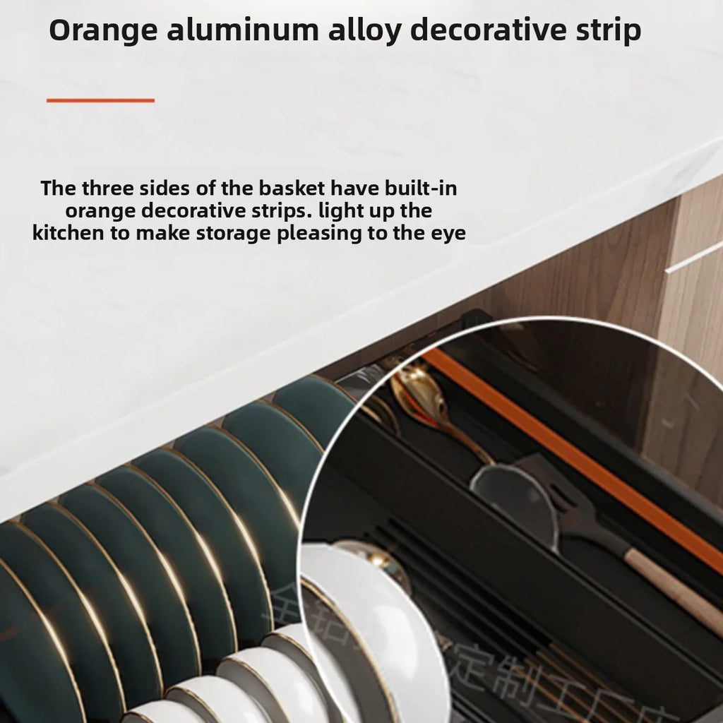 Kitchen Basket Cabinet Basket Thickened Aluminum Alloy Double Drawer Storage Dish Rack Cabinet Kitchen Cabinet Storage Basket