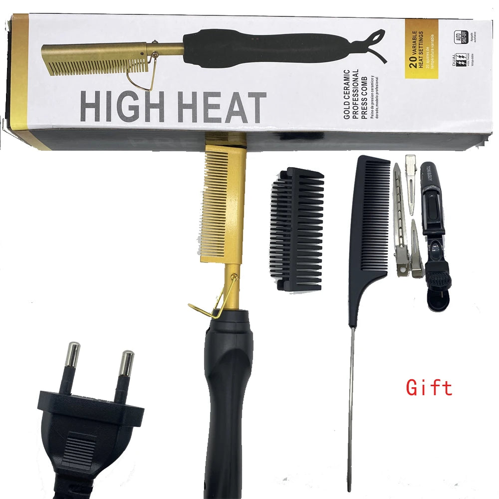 1 set of Hot Comb Hair Straightener Brush Hot Comb Pressing Electric Heat electric hair brushes Styling Tools