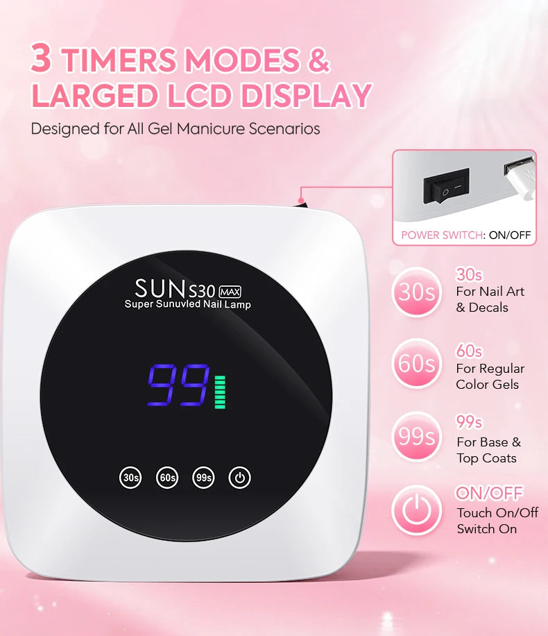 Rechargeable Nail Dryer 57 LED Nail Lamp UV Gel Nail Polish Curing Nail Lamp With Smart Sensor Manicure Salon Tool