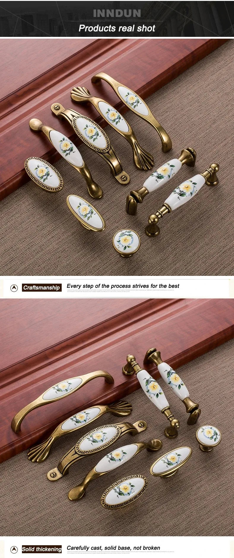 European Green Flower Ceramic Handles Kitchen Cabinet Storage Dressers Classic Wardrobe Cabinet Single Hole Closet Door Pulls