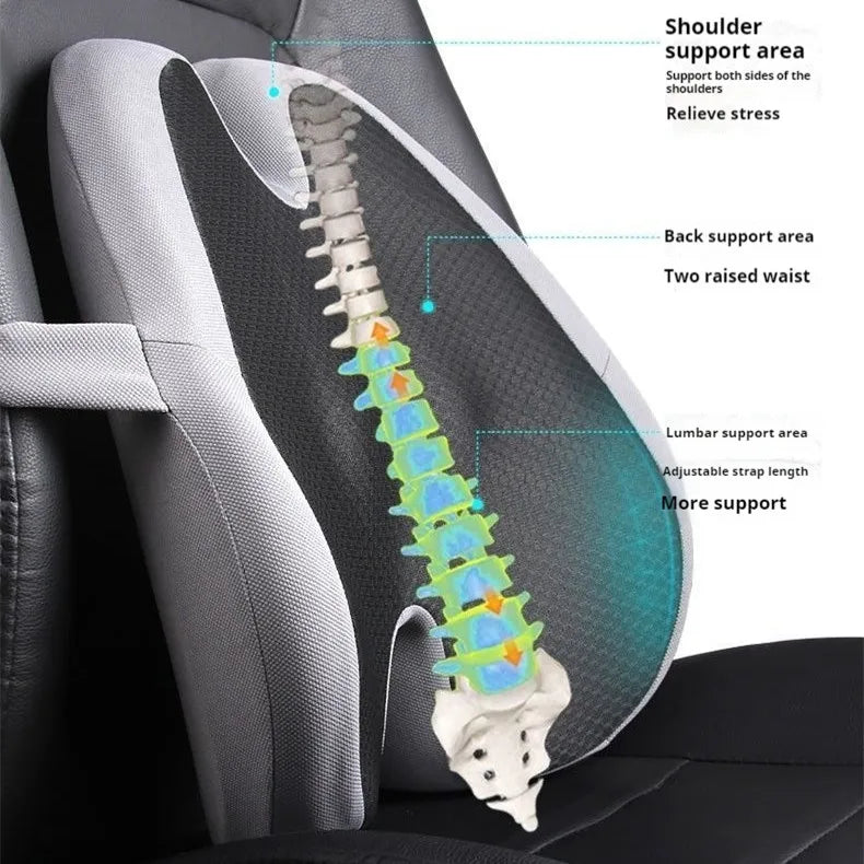 Memory Foam Seat Cushion Waist Back Support Pillow Set Orthopedic Ergonomic Coccyx Relief Hip Lumbar Pad for Office Chair Car