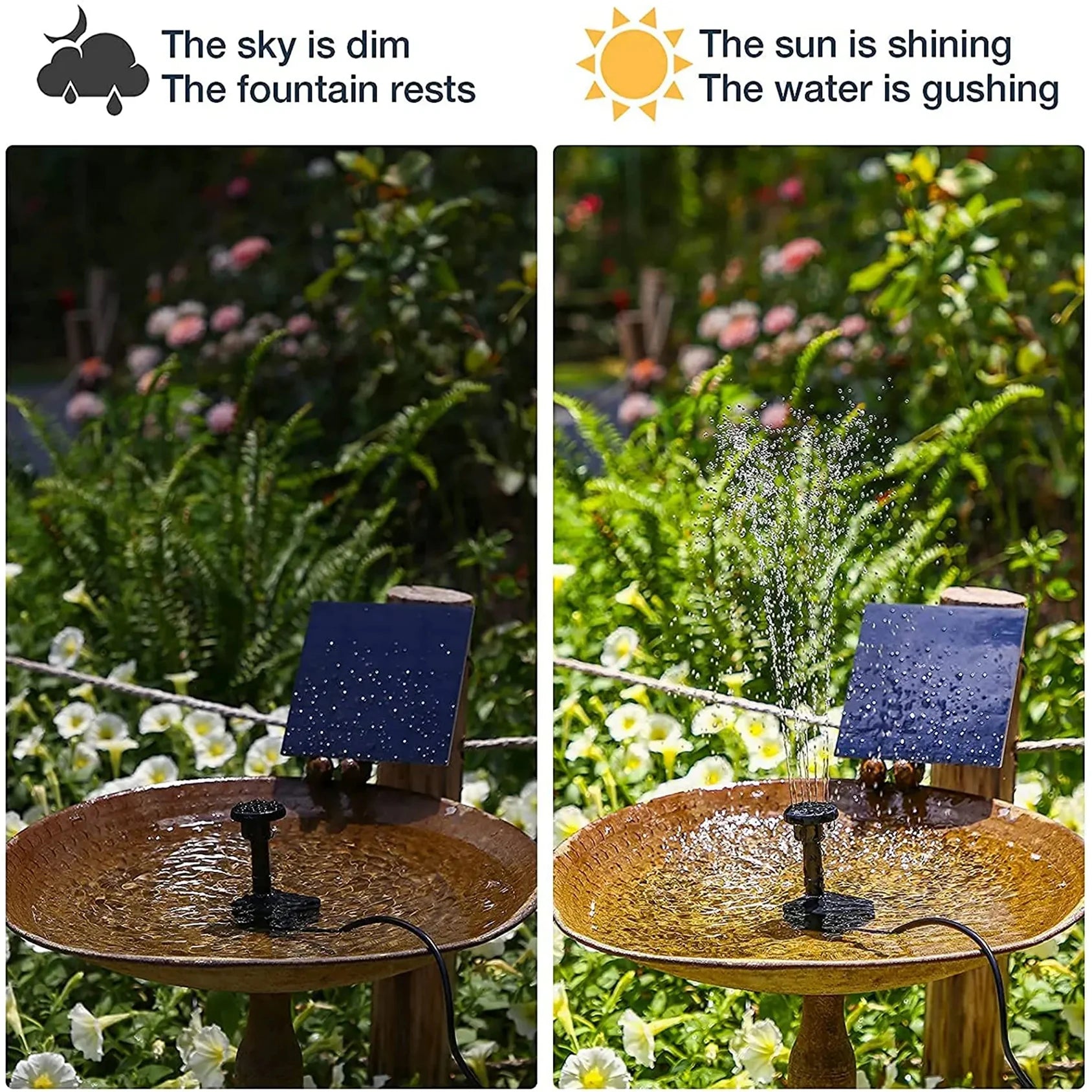 Solar Fountain Pump, DIY Outdoor Solar Water Pump with Multiple Nozzles,  Solar Powered Pump for Bird Bath, Ponds, Garden and Ot