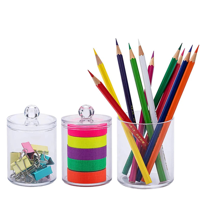 Acrylic Makeup Organizer Cotton Swabs Qtip Container Cosmetic Makeup Cotton Pad Organizer Jewelry Storage Box(Empty Box)