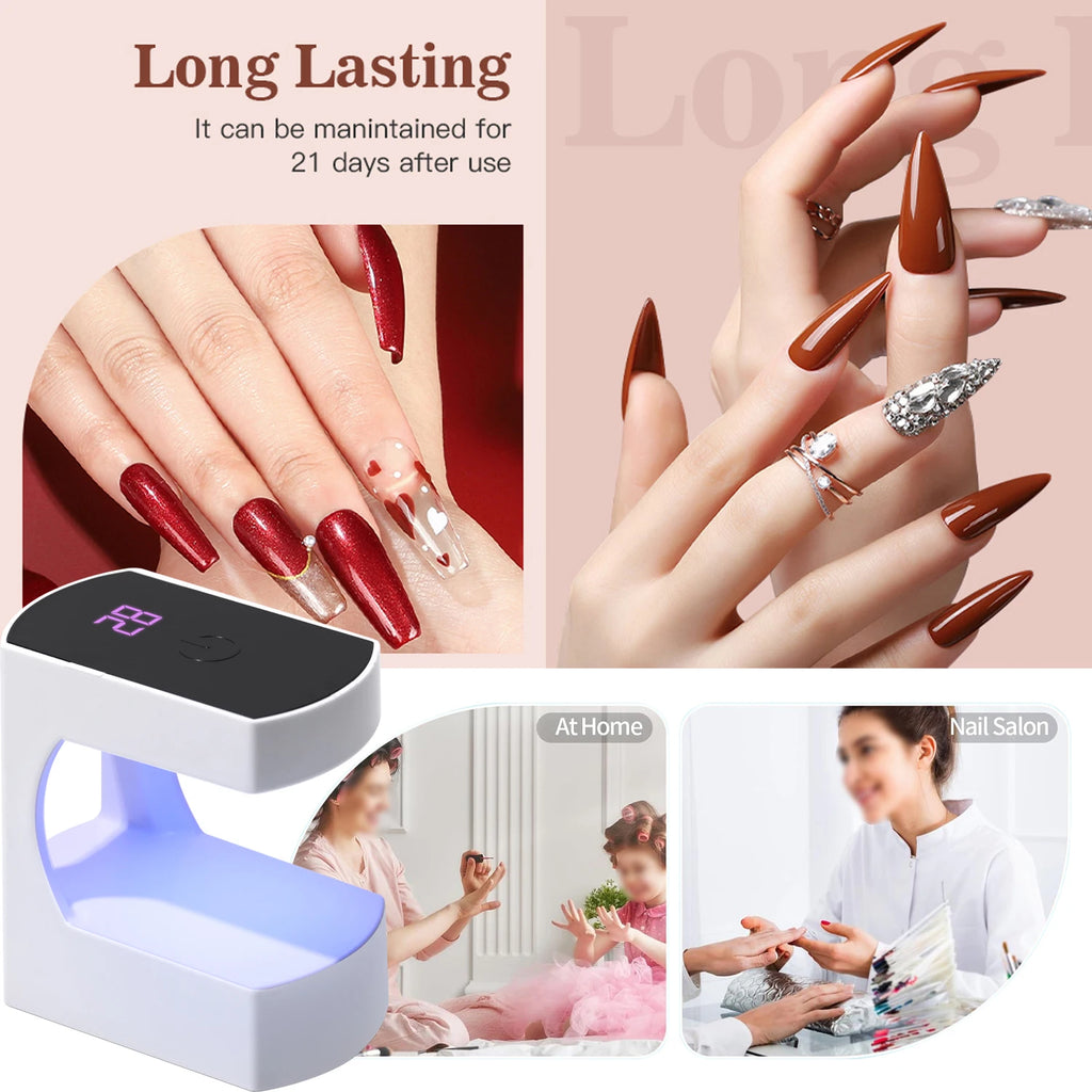 YIKOOLIN Mini LED Nail Lamp with Timer Quick-Dry Light Portable Travel Nail Dryer for Manicure Art DIY Nail Art