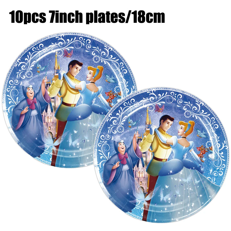 Disney Cinderella Princess Birthday Party Decoration Girls Cinderella Birthday Party Favors Plates Cup Napkins Tablecloth Supply