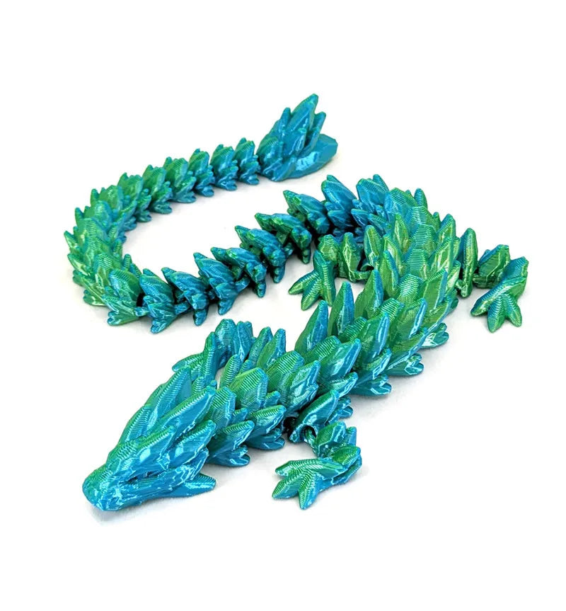 1Pc 3D Printed Gemstone Dragon Figurine-Iridescent Plastic Desk Decor, Ideal for Bedroom & Office, Perfect Gift for Christmas
