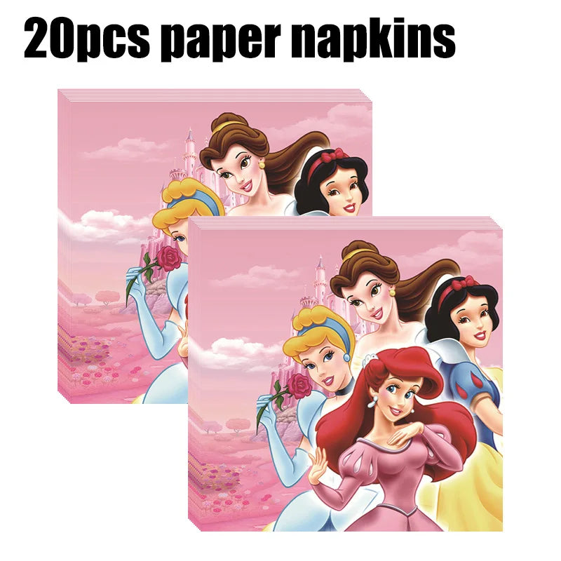 Disney Princess Birthday Party Decorations Girls Child Deco Disney Princess Birthday Plate Napkins Cups Tableware Supplies Setup