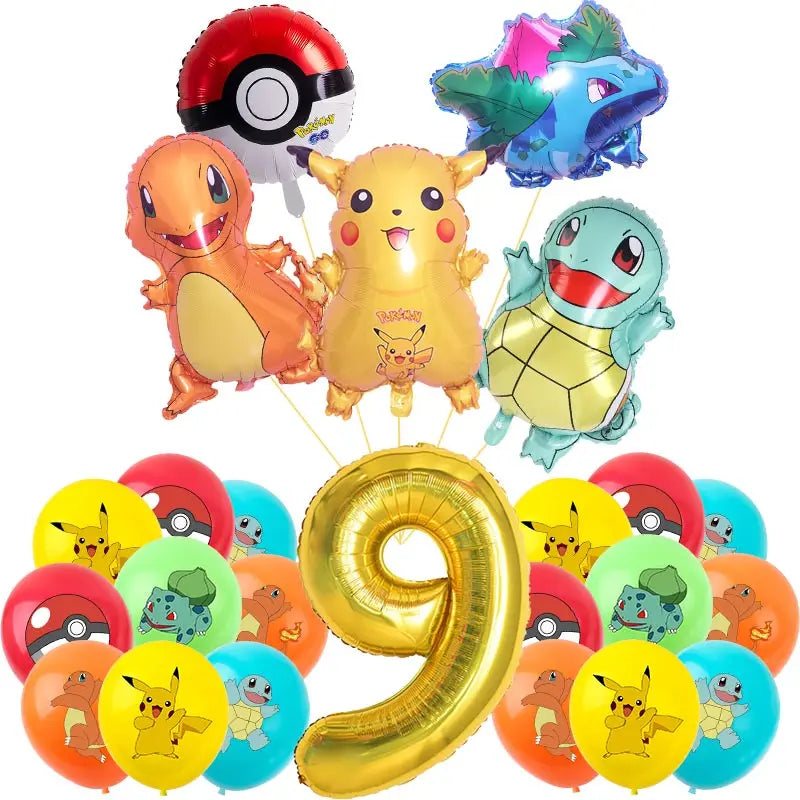 Pokemon Theme Birthday Party Decoration Supplies Cartoon Pokemon Go Tableware Cups Plates Pikachu Balloon For Baby Shower Favors