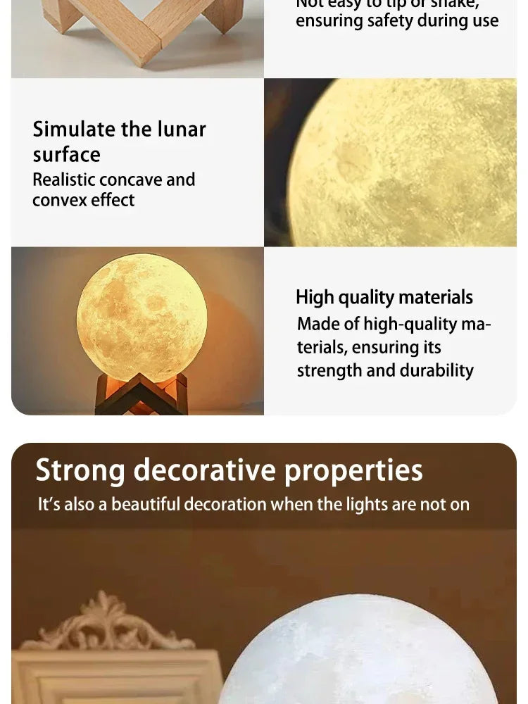 LED 8 cm Moon lamp night light Galaxy Night Light Art Painting Graffiti Birthday Gift Bedroom Living Room Decoration