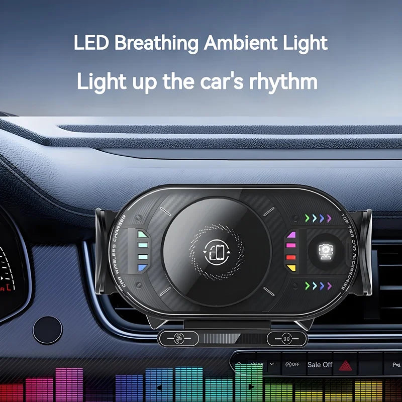 15W Universal Car Phone Wireless Charger Holder 90° Rotation Mount for Samsung Galaxy Fold 6 5 4 3 Z Flip S25 S24 Iphone 17 16