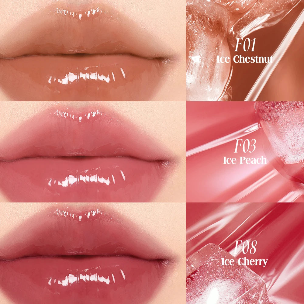 O.TWO.O Glossy Lipstick Lip Tint Mirror Ice-film 24h Moisturize Nourish Smooth Non-Sticky 3D Glossy Lip Glaze Lipstick Makeup