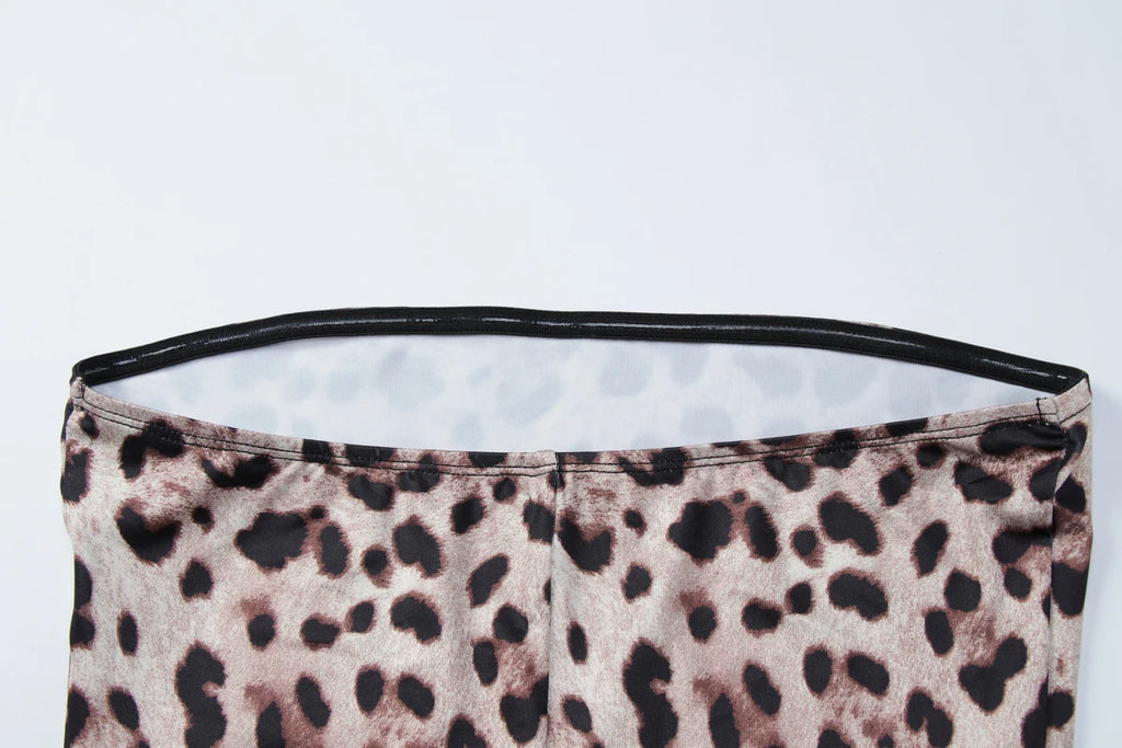 Dulzura Chest Wrapping Backless Slim Leopard Print Jumpsuit Women'S Fashion Sexy Elegant Romper Party Club Street Summer Clothes