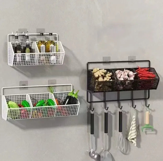 Kitchen Wall Hanging Storage Rack Multi-functional Onion Ginger Garlic Storage Rack Storage Box Basket Vegetable Basket