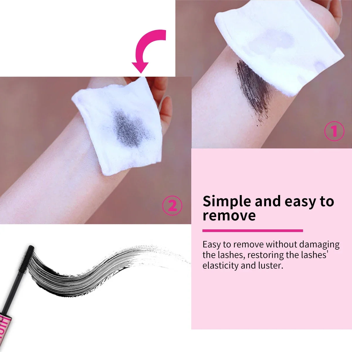 Eyelashes Lengthening 4D Mascara - Lengthening, Thickening, Waterproof, Sweat-Resistant, Silky Lash,Non-Smudging, Easy to Remove