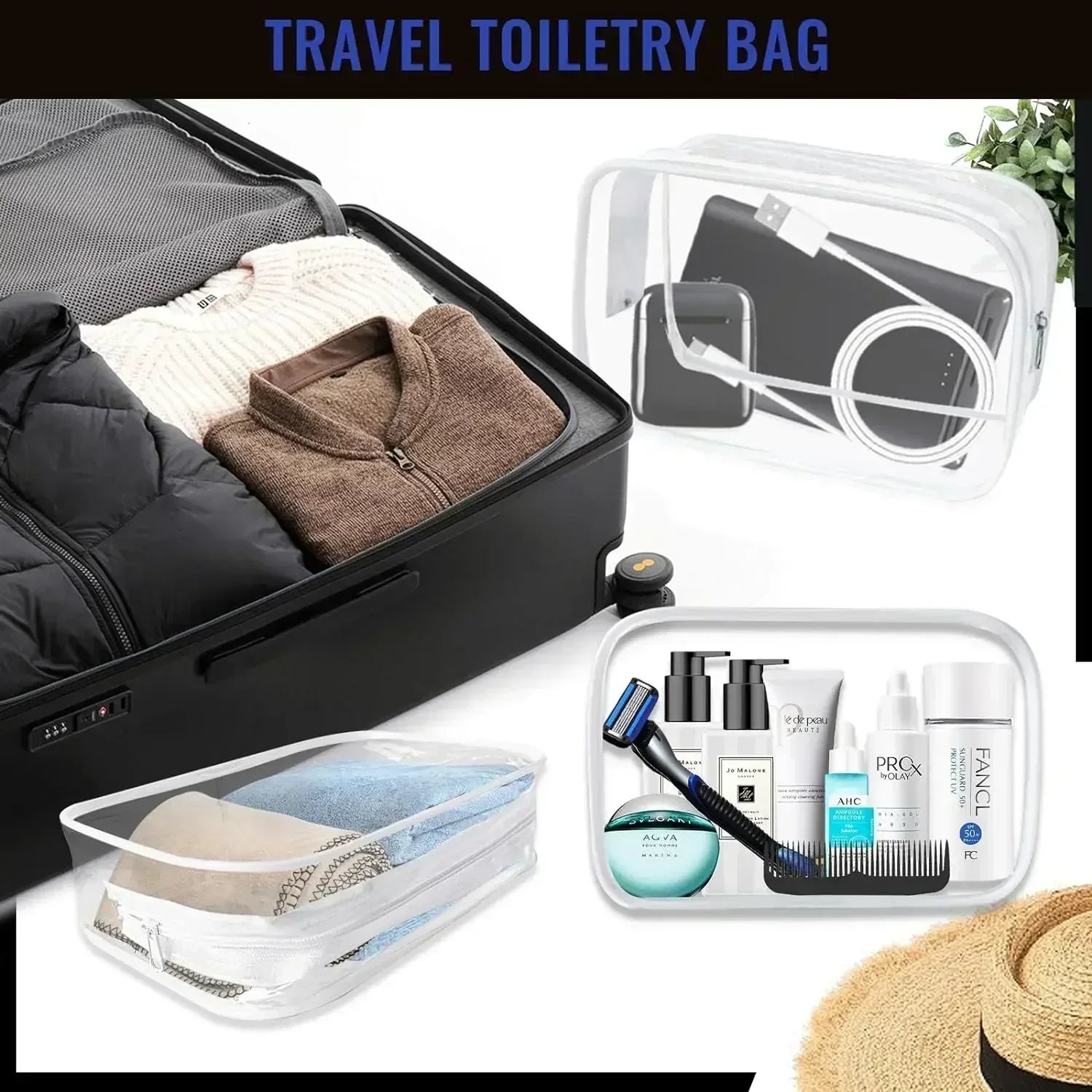 1/20pcs Transparent PVC Storage Travel Organizer Clear Makeup Bag Beautician Cosmetic Bag Beauty Case Toiletry Bag Wash Bags