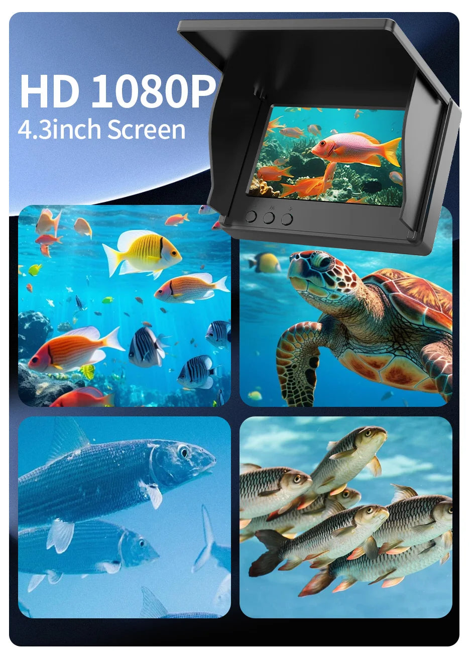 Portable Fish Depth Finder Water Handheld 1080P 4.3 Inch LCD Fish Finder Underwater 120° Fishing Camera With Night Vision