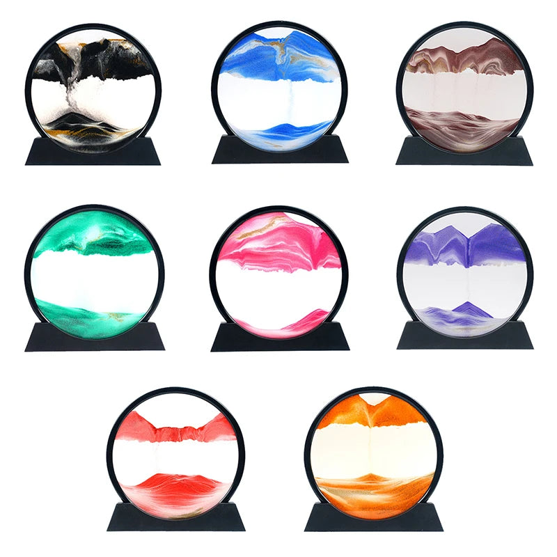 Office Home Decor 3D Extract Hourglass Quicksand Moving Sand Art Picture Round Glass Deep Sea Sandscape Craft Flowing Painting