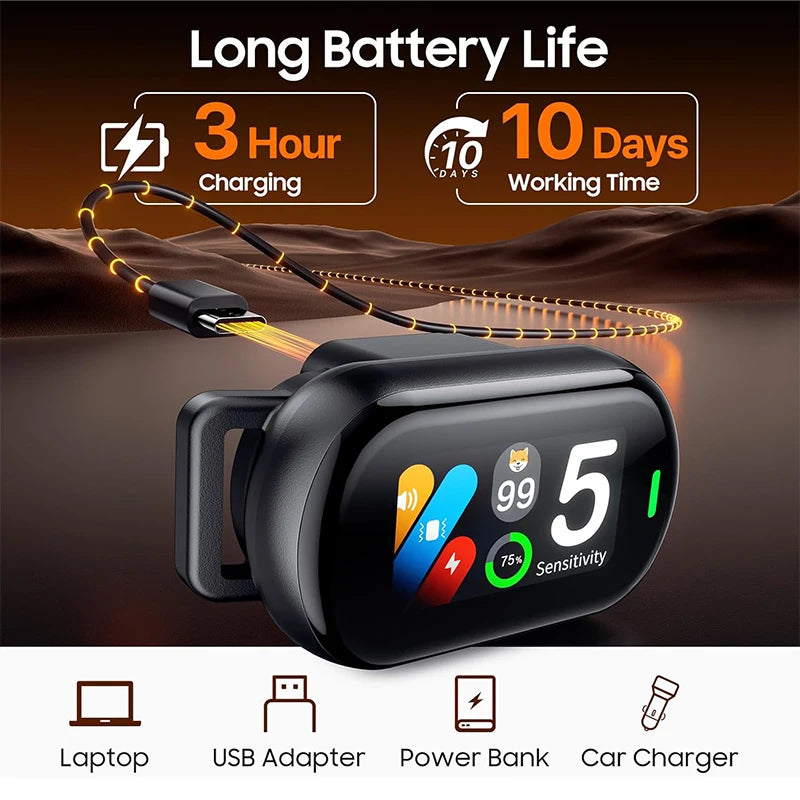 New Pet Dog Barking Collar with Sound Vibration Shock IP67 Waterproof Functions Smart Dog Sound Recognition System TFT screen