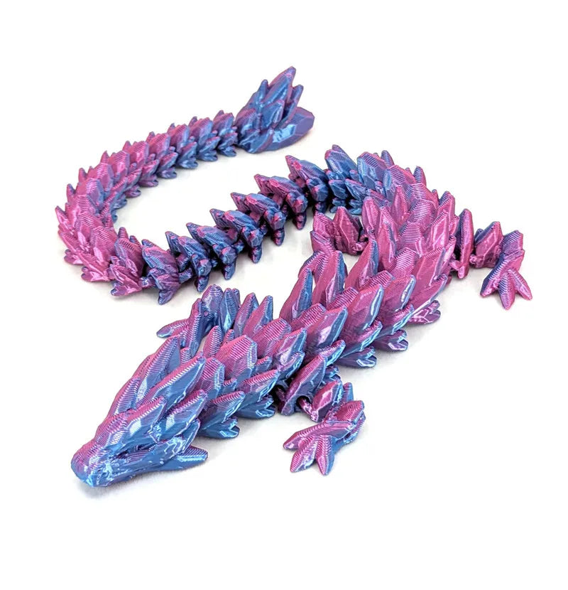 1Pc 3D Printed Gemstone Dragon Figurine-Iridescent Plastic Desk Decor, Ideal for Bedroom & Office, Perfect Gift for Christmas